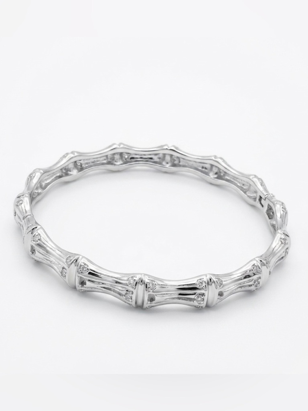 Bamboo Hinge Bangle Bracelet | Platinum Plated Statement Jewelry
